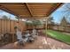Serene patio with a pergola, seating, and lovely views of the backyard and landscaping at 20000 Mitchell Pl # 9, Denver, CO 80249