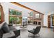 Inviting living room with fireplace, large windows, and modern furniture at 16301 E Ida Ave, Centennial, CO 80015