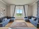 Cozy living room features hardwood floors, stylish sofas and an area rug with a view of the outdoors at 2113 Fountain Cir, Erie, CO 80516