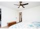 Bedroom with hardwood floors, ceiling fan, closet and ensuite bathroom at 1543 S Ouray Cir # B, Aurora, CO 80017