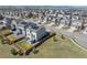 Neighborhood aerial view showcasing the backyard, fencing, deck, and solar panels at 10554 Casper Pt, Parker, CO 80134