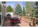 Inviting wooden deck with outdoor seating and view of the landscaped backyard at 1844 S Jay Way, Lakewood, CO 80232