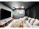 Basement entertainment room features a large screen television and comfortable seating at 600 Cascade Dr, Golden, CO 80403