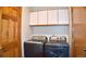 Functional laundry room with modern washer and dryer units at 9946 Wyecliff Dr, Highlands Ranch, CO 80126