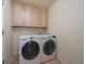 Convenient laundry room with washer, dryer, and storage cabinets at 7750 S Buchanan Way, Aurora, CO 80016