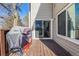Cozy patio with sliding glass door offers seamless indoor-outdoor flow, great for grilling and relaxation at 2650 S Vaughn Way # D, Aurora, CO 80014