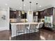 Modern kitchen features dark cabinets, granite countertops, stainless steel appliances and pendant lighting at 5445 Verbena St, Denver, CO 80238