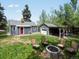Inviting backyard with firepit, chairs and detached garage, perfect for outdoor entertaining at 1580 Youngfield St, Lakewood, CO 80215