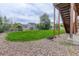Manicured backyard featuring green grass, rock landscaping, and a wooden privacy fence at 5546 Echo Hollow St, Castle Rock, CO 80104