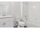 Bathroom featuring a tub with shower, toilet, and vanity at 6882 Huddersfield Ln, Castle Pines, CO 80108