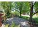 Backyard flagstone patio area surrounded by mature trees and green landscaping at 7871 Ogden Ct, Denver, CO 80229