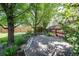 A flagstone backyard patio surrounded by mature trees and green landscaping at 7871 Ogden Ct, Denver, CO 80229
