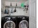 Laundry area with modern washer and dryer, shelving, and storage space for convenience at 11821 W Independence Ave, Lakewood, CO 80401