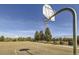 Outdoor basketball court with hoops, lined surface, and surrounding trees in a park-like setting at 16308 Saint Paul St, Thornton, CO 80602