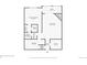 This is a floor plan of the home showing the primary bedroom, kitchen, living room, bedroom, and patio at 534 E 7Th Ave # 206, Denver, CO 80203