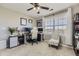 Bright office space with a ceiling fan, neutral walls, and ample natural light from the window at 9544 Longford Way, Parker, CO 80134