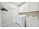 Efficient laundry room with appliances, storage cabinets, and a sink, perfect for convenience at 15993 E 112 Pl, Commerce City, CO 80022