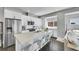Modern kitchen featuring white cabinetry, stainless steel appliances, and a spacious island with seating, great entertaining at 7035 E 38Th Ave # 4, Denver, CO 80207