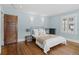 Bedroom featuring hardwood floors, light blue walls and white trim at 815 Gaylord St, Denver, CO 80206