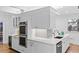Bright kitchen features white cabinets, quartz countertops, tile backsplash, and stainless steel appliances at 815 Gaylord St, Denver, CO 80206