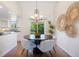 Cozy dining room boasts vaulted ceilings and a large window view of the backyard at 6213 S Galena Way, Englewood, CO 80111
