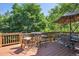 Cozy deck with outdoor seating and views of the surrounding trees and lush greenery at 735 Poppy Pl, Highlands Ranch, CO 80129