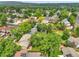 Aerial view of residential area with mature trees, well maintained lawns, and houses with various roof styles at 3224 S Dudley St, Lakewood, CO 80227