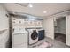 Bright laundry room featuring modern washer, dryer, and cabinets above offering ample storage at 586 S Corona St, Denver, CO 80209