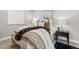 Cozy bedroom featuring a plush bed with soft blankets and pillows, accompanied by a sleek side table at 20795 Scenic Park Dr, Parker, CO 80138