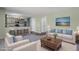 Bright living room featuring modern furnishings and an open concept kitchen with breakfast bar at 5521 S Yakima St, Aurora, CO 80015