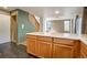 Open kitchen features a large island with plenty of cabinet space with an adjacent living room at 8791 Starwood Ln, Parker, CO 80134