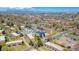 Aerial view of 1385 King St, with Sloan's Lake in the background and neighborhood around it at 1385 N King St, Denver, CO 80204