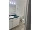 Neat bathroom featuring a toilet, a tiled floor, and a single sink vanity at 894 S Krameria St, Denver, CO 80224