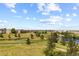 Scenic community view of a golf course, ponds and manicured lawns under a blue sky with scattered clouds at 7713 S Zante Ct, Aurora, CO 80016