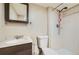 Basement bathroom with shower, toilet and vanity at 5353 Royal Pine St, Brighton, CO 80601