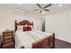 Comfortable bedroom features a ceiling fan, recessed lighting, a hard wood floor, and neutral decor at 2233 Kearney St # 19, Denver, CO 80207