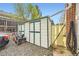 Exterior shot of shed with ample storage space on gravel at 5510 S Windermere St, Littleton, CO 80120