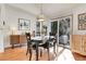 Bright dining area featuring wood floors, sliding door to backyard, and contemporary furnishings at 12420 E Iliff Pl, Aurora, CO 80014
