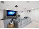 Finished basement with a large screen and a cozy seating area at 2989 S Corona St, Englewood, CO 80113