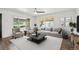 Bright living room with large windows, a ceiling fan, and modern furniture at 2989 S Corona St, Englewood, CO 80113