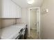 Laundry area featuring a modern washer and dryer and built in cabinets at 9340 W Burgundy Ave, Littleton, CO 80123