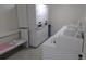 On-site laundry room featuring coin operated machines, folding tables and seating at 8828 E Florida Ave # 103, Denver, CO 80247