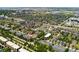 Wide aerial shot of residential area with rooftops, tree coverage, and surrounding commercial buildings at 8189 E 29Th Ave, Denver, CO 80238