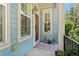 Inviting front porch with blue siding, stylish decor, and a cozy welcome at 8189 E 29Th Ave, Denver, CO 80238