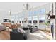Bright living room featuring hardwood floors, stylish seating and large windows that let in plenty of natural light at 1240 Starglow Pl, Highlands Ranch, CO 80126