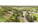 Beautiful aerial view of a community surrounded by lush greenery, mature trees, a tranquil lake, and winding streets at 7398 E Windlawn Way, Parker, CO 80134