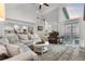 Spacious living room with vaulted ceilings, a cozy seating area, and an open floor plan at 7398 E Windlawn Way, Parker, CO 80134