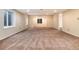 Finished basement area with wall-to-wall carpet and multiple windows for natural light at 8182 Sweet Water Rd, Lone Tree, CO 80124