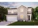 Charming two-story home with a white garage door, gray siding, and a well-manicured lawn at 14412 Heritage Dr, Mead, CO 80504