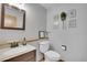 Stylish powder room features contemporary decor and elegant fixtures, complete with tasteful artwork at 6379 Holman Ct, Arvada, CO 80004